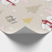 Papier Cadeau Joli Motif lapin de Noël (Coin)