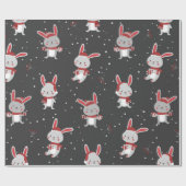 Papier Cadeau Joli Motif lapin de Noël (Plat)