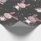 Papier Cadeau Joli Motif lapin de Noël (Coin)