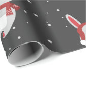 Papier Cadeau Joli Motif lapin de Noël (Coin rond)