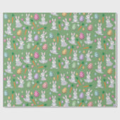 Papier Cadeau Joli Motif lapin lapin de Pâques vert (Plat)