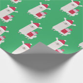 Papier Cadeau Joli Motif Llama de Noël en vert (Coin)
