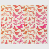 Papier Cadeau Joli motif papillon rose groovy pour fille (Plat)