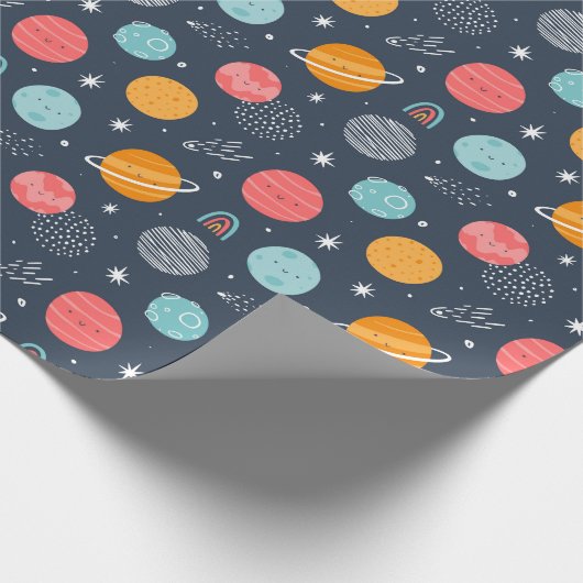 Papier Cadeau Joli Motif Planète Souriante (Coin)