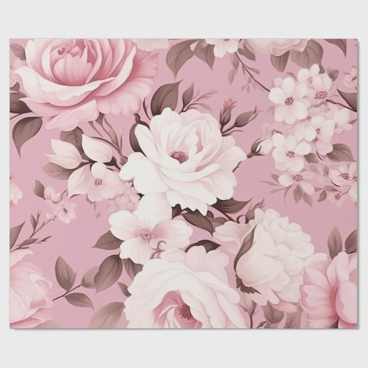 Papier Cadeau Joli Motif rose (Plat)
