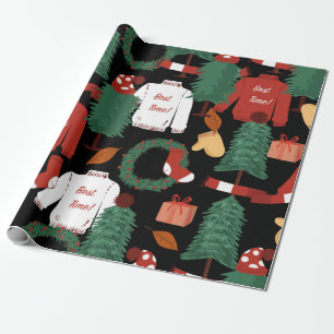 Papier Cadeau Joli motif sans couture dessiné à la main avec tr 