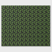Papier Cadeau Joli motif Shamrock, vert sur accessoire noir (Plat)