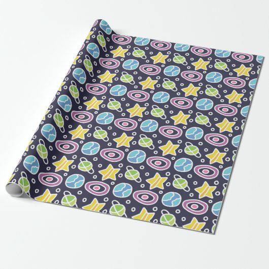 Papier Cadeau Joli motif spatial (Déroulé)