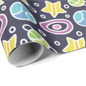 Papier Cadeau Joli motif spatial (Coin rond)