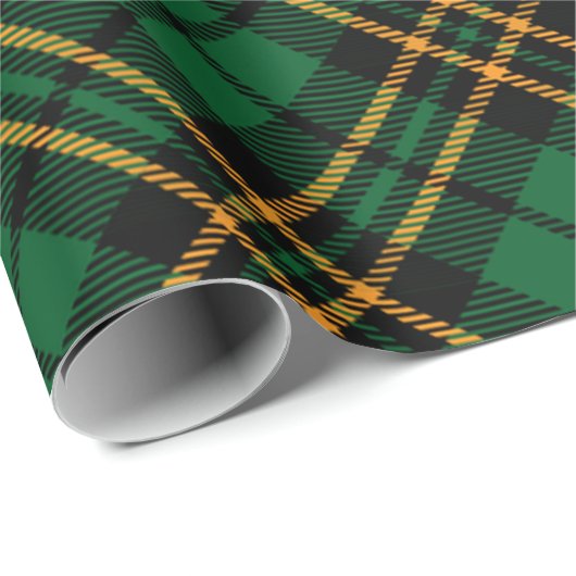 Papier Cadeau Joli Motif vert Plaid Noël (Coin rond)
