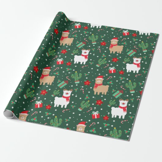 Papier Cadeau Joli Noël Alpaca (Déroulé)