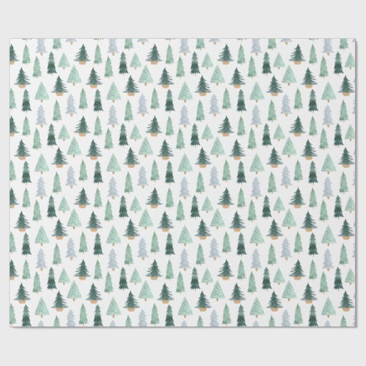 Papier Cadeau Joli Noël d'hiver Arbres Festif Cadeau (Plat)