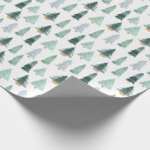 Papier Cadeau Joli Noël d'hiver Arbres Festif Cadeau (Coin)