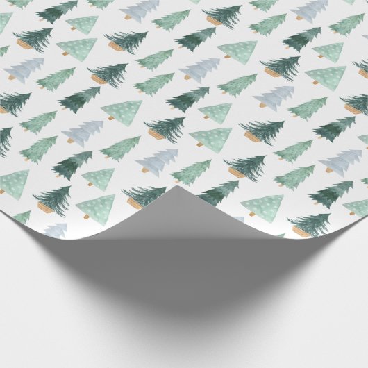 Papier Cadeau Joli Noël d'hiver Arbres Festif Cadeau (Coin)