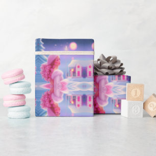 Papier Cadeau Joli Noël Fille Rose Élégant