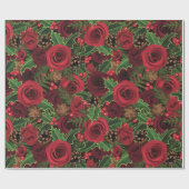 Papier Cadeau Joli Noël Floral (Plat)