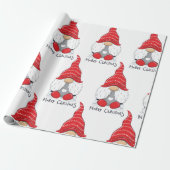 Papier Cadeau Joli Noël Gnome Aquarelle Art (Déroulé)