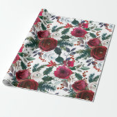 Papier Cadeau Joli Noël Grenadine Rouge Mistletoe Noël (Déroulé)