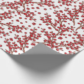Papier Cadeau Joli Noël Holly Branches Motif (Coin)