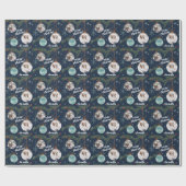 Papier Cadeau Joli Noël illustration nom 2 photos (Plat)