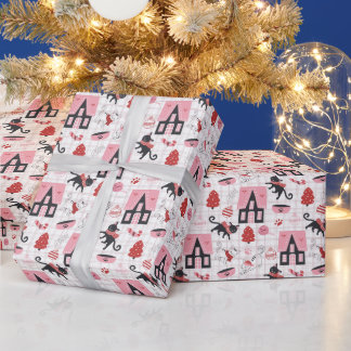 Papier Cadeau Joli Noël Kitty Chat Motif