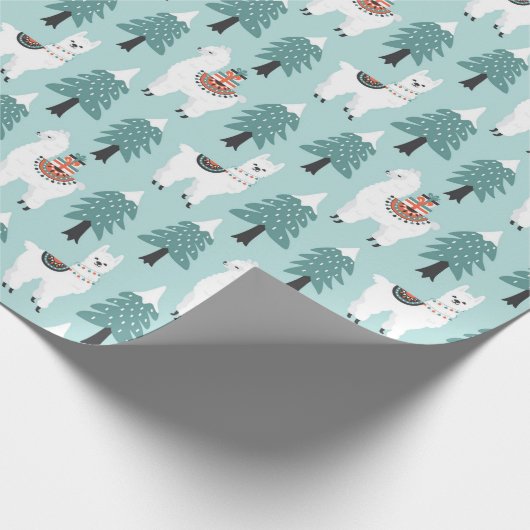 Papier Cadeau Joli Noël Llama Motif (Coin)