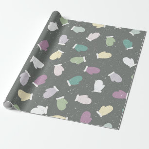 Papier Cadeau Joli Noël Mittens Motif d'hiver