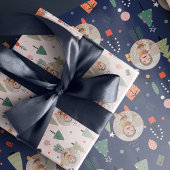 Papier Cadeau Joli Noël Photo Bleu