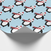 Papier Cadeau Joli Noël Pingouin Rouge Aquarelle Vacances (Coin)