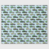 Papier Cadeau Joli Noël Ramassage Camions Arbres Retro Noël Cade (Plat)