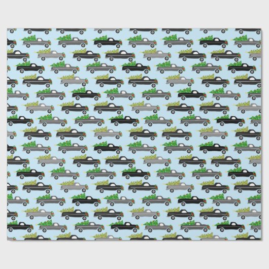 Papier Cadeau Joli Noël Ramassage Camions Arbres Retro Noël Cade (Plat)