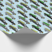 Papier Cadeau Joli Noël Ramassage Camions Arbres Retro Noël Cade (Coin)