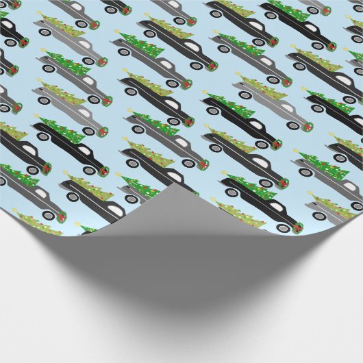 Papier Cadeau Joli Noël Ramassage Camions Arbres Retro Noël Cade (Coin)