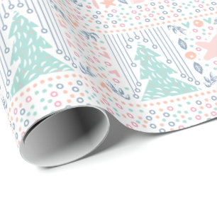 Papier cadeau joli Noël rose et bleu