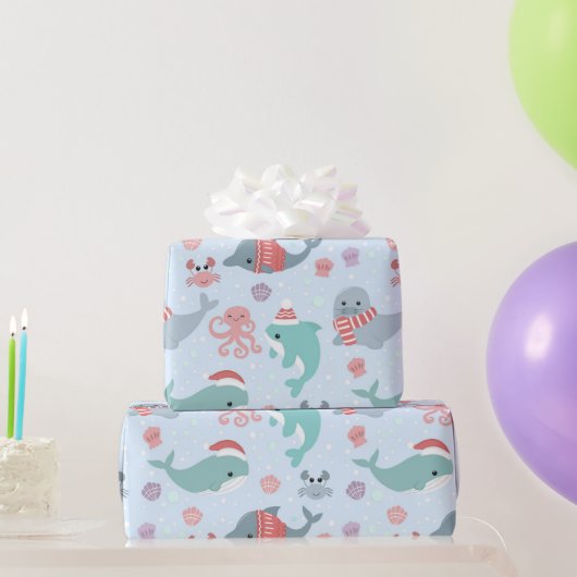 Papier Cadeau Joli Noël Sea Life Dolphins Motif (Cadeaux de fête)
