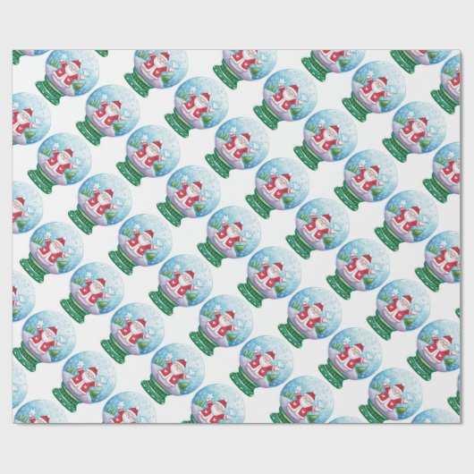 Papier Cadeau Joli Noël Snowglobe Père Noël, Étoile, Oiseau (Plat)