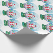 Papier Cadeau Joli Noël Snowglobe Père Noël, Étoile, Oiseau (Coin)