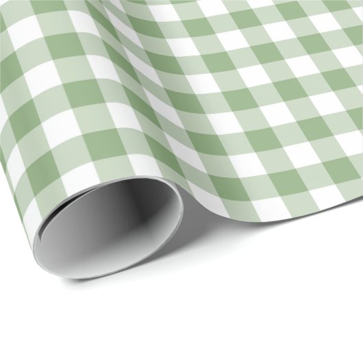 Papier Cadeau Joli Noël Vert/Blanc En vichy Motif (Coin rond)