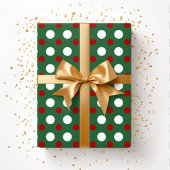 Papier Cadeau Joli Noël Vert Rouge Pois Motif