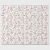 Papier Cadeau Joli Nœud Rose Floral Coquette (Plat)