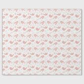 Papier Cadeau Joli Oiseaux Roses Sur Les Enfants Blancs (Plat)