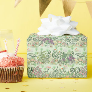 Papier Cadeau Joli ours de jungle et motif transparent tropical
