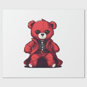 Papier Cadeau Joli ours en peluche rouge garçon