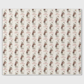 Papier Cadeau Joli ours polaire Robin motif Joyeux Noël (Plat)