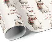 Papier Cadeau Joli ours polaire Robin motif Joyeux Noël (Coin rond)