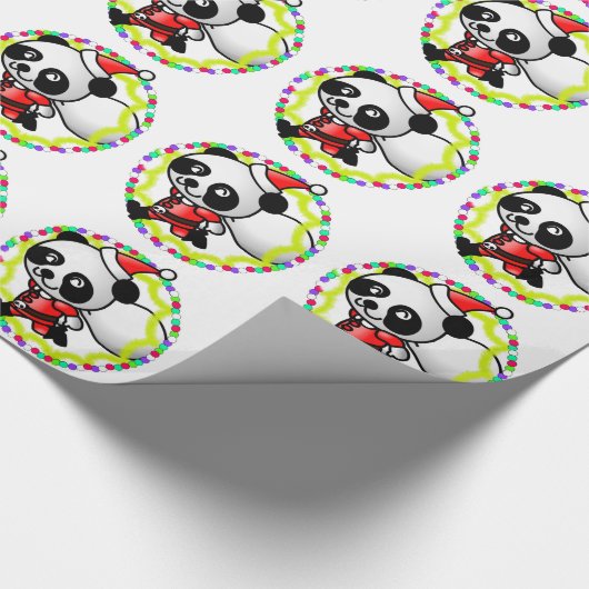 Papier Cadeau Joli Panda Père Noël Noël Avec Présents (Coin)
