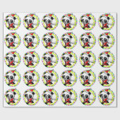 Papier Cadeau Joli Panda Père Noël Noël Avec Présents (Plat)