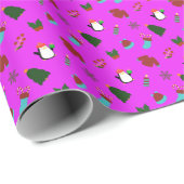 Papier Cadeau Joli papier à envelopper rose de Noël (Coin rond)