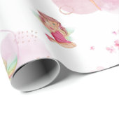 Papier Cadeau Joli papier d'emballage fée rose pour filles (Coin rond)