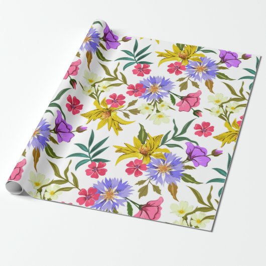 Papier Cadeau Joli papier d'emballage motif aux jolies fleurs co (Déroulé)